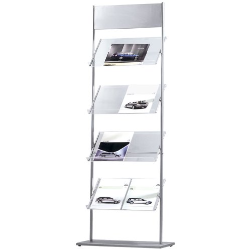 Présentoir à prospectus 4 plateaux en métal lar...