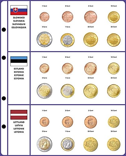 Lindner 8450-39 feuille pré-imprimée euro collection: serie euro slovaquie/estonie/une encart vides pour nouveau pays code EAN 4044713008546 