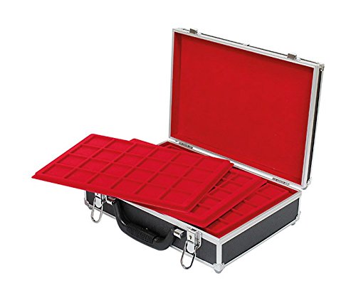 Lindner 2338 grande valise numismatique de collection avec 8 plateaux numismatiques pour différents diamètres de monnaies code EAN 4044713015759 