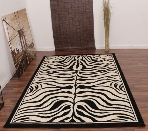 Tapis De Créateur Moderne Noir Blanc Motif Anim...