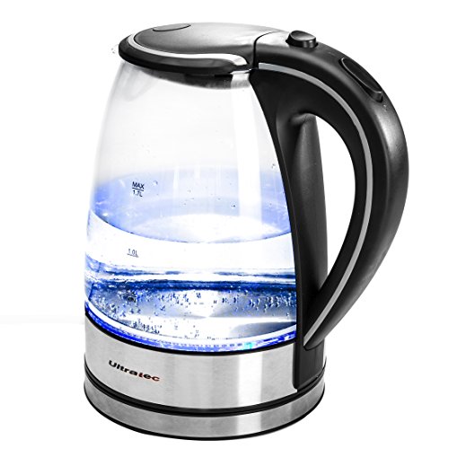 Ultratec-Cuisine Bouilloire électrique led wk25 - bouilloire en acier inoxydable/verre, 1.7 litres, 2.200 watts 4046228135359 (4046228135359)