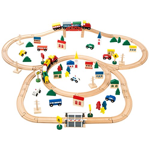 Lukas kit de chemin de fer en bois, 100 pièces,...