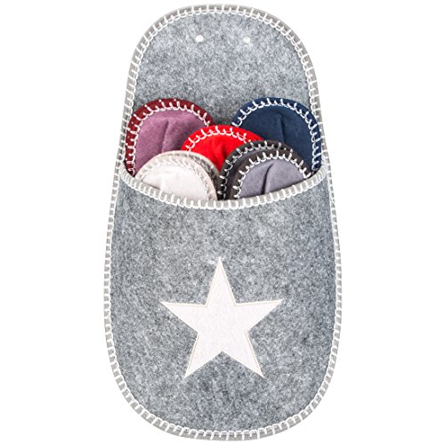 Levivo Chaussons pour invités, lot de 11 en feutre avec un motif d'étoile, gris code EAN 4046228175690 