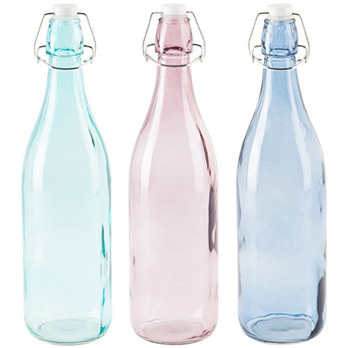 Lot de 3 bouteilles en verre de différentes cou...