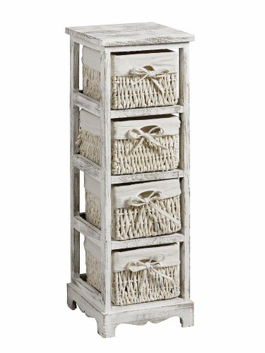 moebel direkt online Massif _ étagère _ vintage - étagère avec 4 paniers _ disponible en 2 couleurs, used-look weiß, 75x25x28 code EAN 4046884011318 