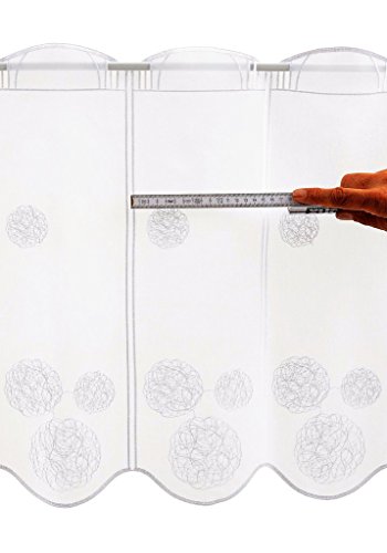 Rideaux brise-bise boules de brodé 50 cm de hau...