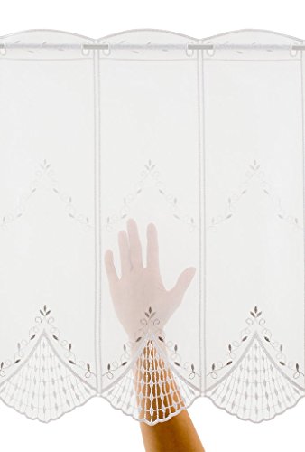 Rideaux brise-bise avec broderie 60 cm de haut ...