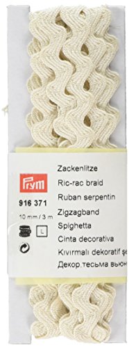 Ric-rac tresse, 100% coton, beige, 10 mm, 3 m