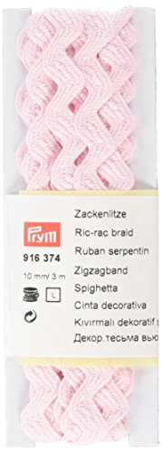 Ric-rac tresse, 100% coton, rose pâle, 10 mm, 3 m