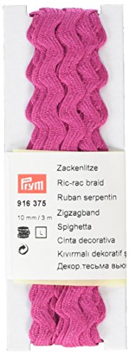 Ric-rac tresse, 100% coton, rose, 10 mm, 3 m