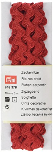 Ric-rac tresse, 100% coton, rouge, 10 mm, 3 m