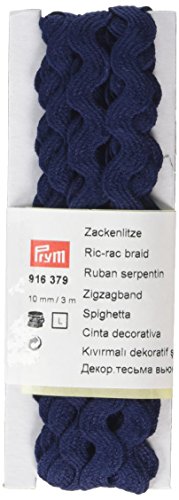 Ric-rac tresse, 100% coton, bleu marine, 10 mm,...