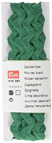 Ric-rac tresse, 100% coton, vert, 10 mm, 3 m