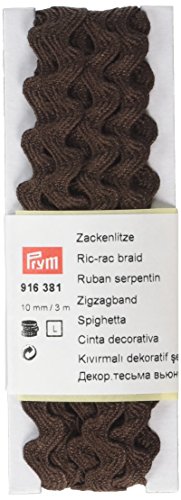 Ric-rac tresse, 100% coton, marron, 10 mm, 3 m