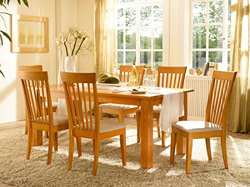 massivum Ensemble table à manger MILANO et chaises MERAN en hévéa miel 4050107230578 (4050107230578)