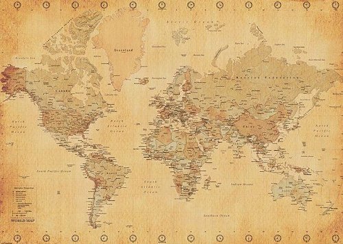 Poster XXL Mappemonde (Carte du monde) Style an...