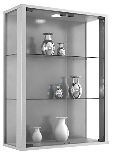 904123 udina vitrine mural bois argent 80 x 60 ...