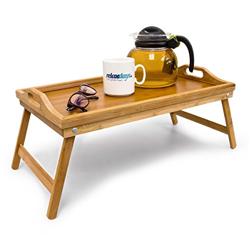 Plateau de lit en bambou pliable table d'appoin...