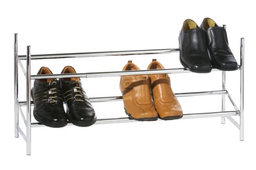 Étagère à chaussures extensible 2 niveaux chrom...