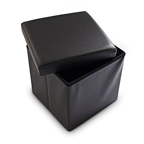 Tabouret pliant en similicuir pouf de rangement...