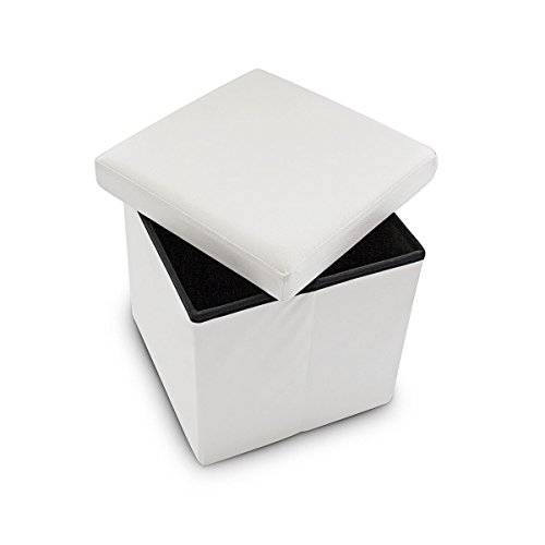 Tabouret pliant en similicuir pouf de rangement...