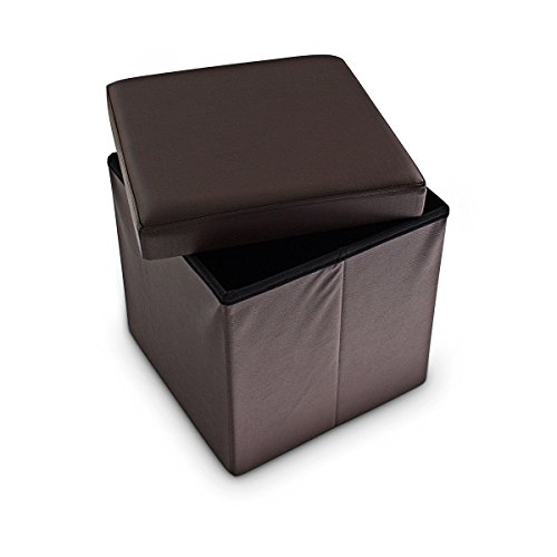 Tabouret pliant en similicuir pouf de rangement...