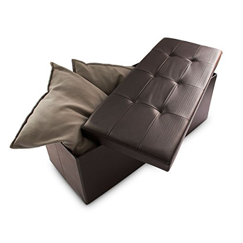 Tabouret pliant en similicuir pouf de rangement...