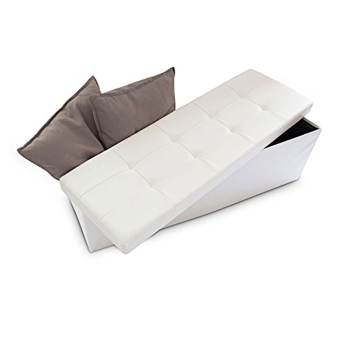 Tabouret pliant en similicuir pouf de rangement...