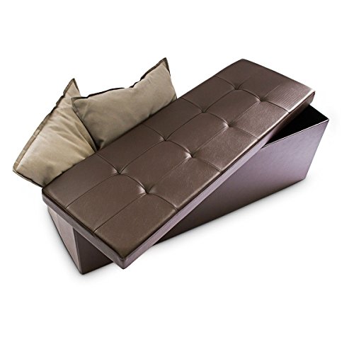 Tabouret pliant en similicuir pouf de rangement...