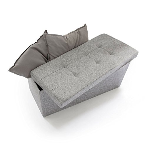 Pouf de rangement pliant coffre repose-pieds ba...
