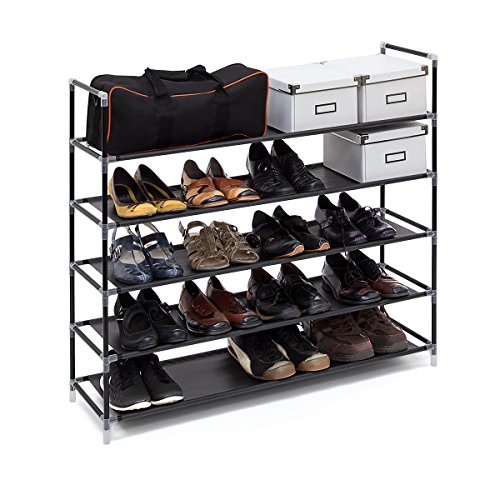 Relaxdays Étagère à chaussures meuble souliers bottes étages niveaux 5 niveaux jusqu'à 25 paires maximum environ dimensions hlp 90,5 x 87 x 29,5 cm, noir code EAN 4052025047351 
