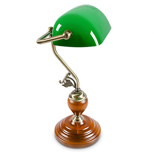 Relaxdays 10016607 lampe de bureau banquier avec abat-jour en verre vert code EAN 4052025166076 