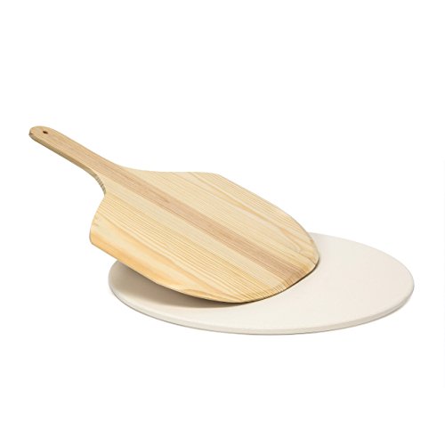 Pierre à pizza ronde pelle en bois ø 38 cm manc...