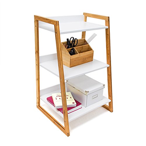 Étagère en bambou avec plateaux blancs 3 niveau...