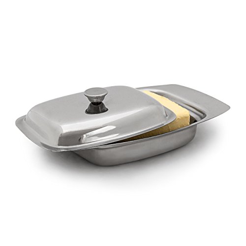 Beurrier en acier inoxydable avec couvercle arg...