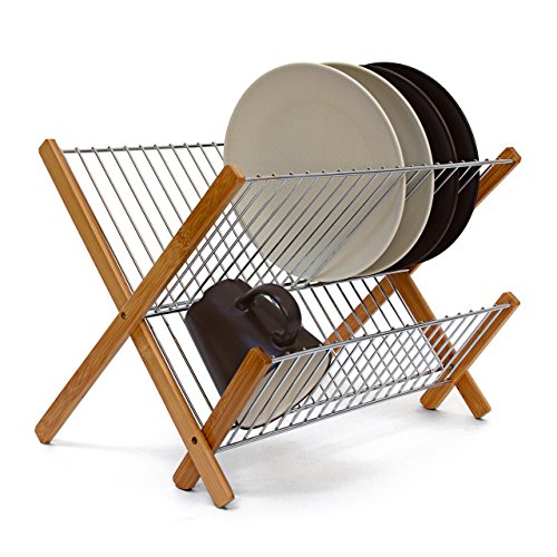 Égouttoir à vaisselle cross en inox/ bambou ust...