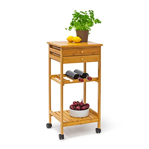 Desserte de cuisine meuble en bambou îlot chari...