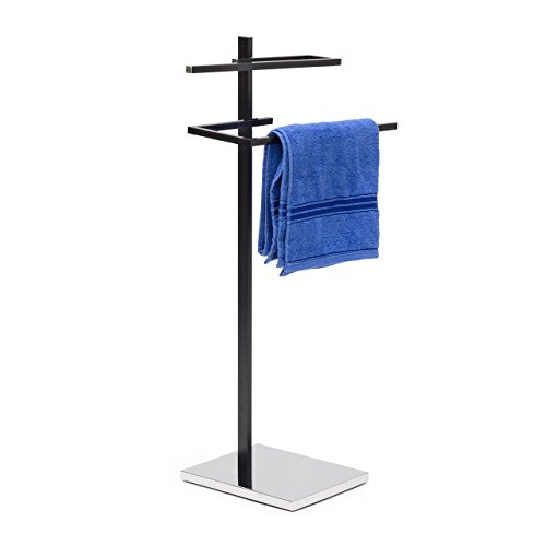Porte-serviettes noir barre serviettes sur pied...