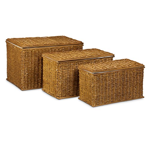 Malle lot de 3 en palmier tressé hlp: 39 x 60 x...