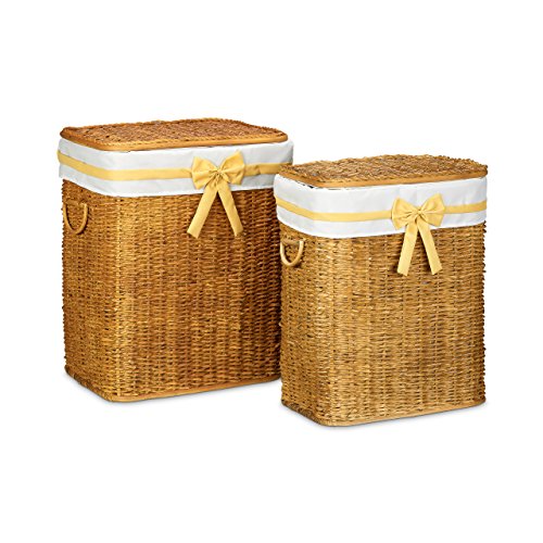 Panier à linge lot de 2 palmier tressé rectangl...