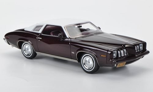 Pontiac Grand am - 2 portes, coupé met.-dkl.-rot// blanc, de 1973, 009547, maquette d', neo 1:43 code EAN 4052176396155 