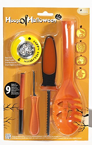 Brauns-Heitmann Brauns Heitmann 7008 Kit de découpe pour citrouille comprenant une cuillère, 2 couteaux et 1 bâtonnet 14 pièces Vert/orange code EAN 4052400070080 