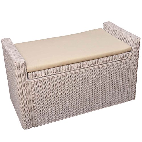 Banc banquette / coffre de rangement M92, rotin...