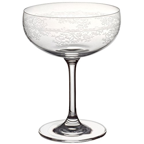 AMARA DESIGN Coupe de champagne en verre, Collection "PANTO" transparent, avec pantographie de qualité supérieure, style moderne - uniques (AMARA DESIGN powered by CRISTALICA) code EAN 4052884016949 
