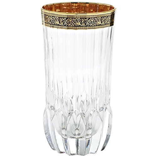 ART GLASS Verre à jus en cristal, verre à eau, Longdrink, Collection "GOLDBAND" 400 ml, bordure d'or, cristal brillant, style moderne (ART GLASS powered by CRISTALICA) code EAN 4052884044539 