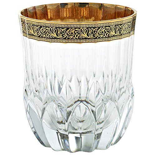 ART GLASS Verre à whisky en cristal, verre à eau, Collection "GOLDBAND" 350 ml, bordure d'or, cristal brillant, style moderne (ART GLASS powered by CRISTALICA) code EAN 4052884044553 