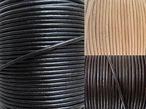 Auroris Cordon cuir rond Ø 2 mm - longueur / couleur éligible - variante: 2m / noir 4053044020912 (4053044020912)