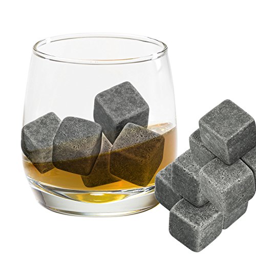 Grenhaven 9pcs whisky pierres ice cubes glaçons stéatite glacons en pierre avec sac de cordon refroidisseurs de boissons bière rocks granite pouch code EAN 4054438652269 