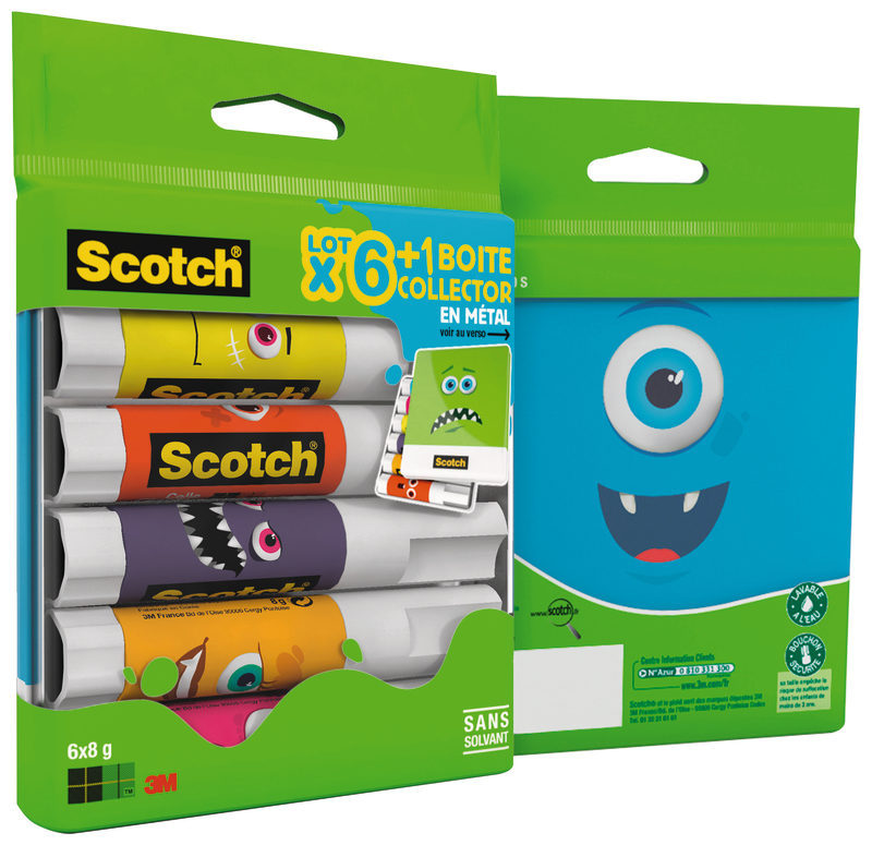 LOT DE 6 BÂTONS DE COLLE BLANCHE + BOÎTE MÉTAL ...