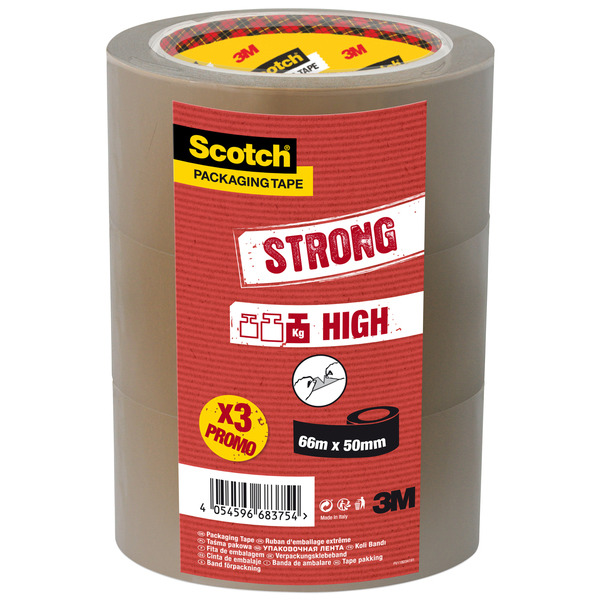 Lot de 3 adhésifs d'emballage 50 m x 48 mm